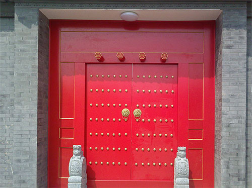信丰中国传统四合院系列朱红色中式木制大门木作
